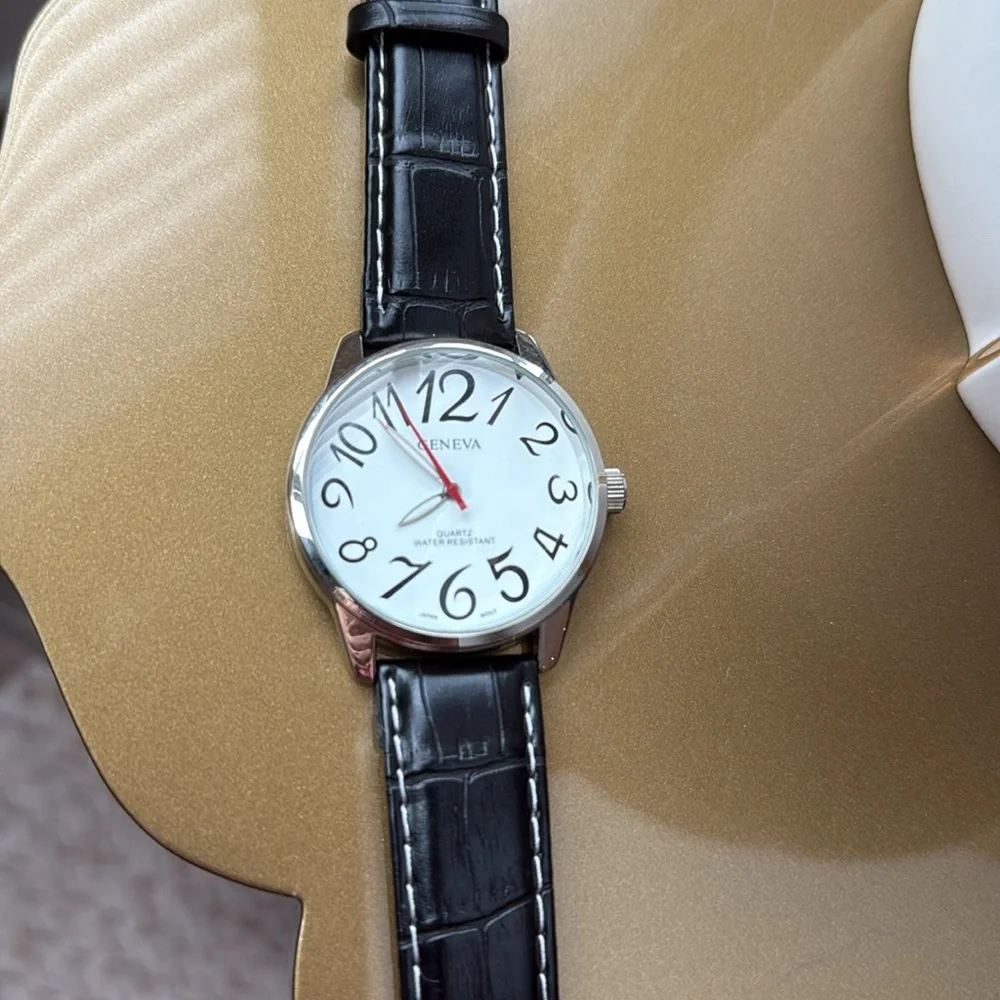 Geneva G-85 Stainless Steel Crock look strap Watch